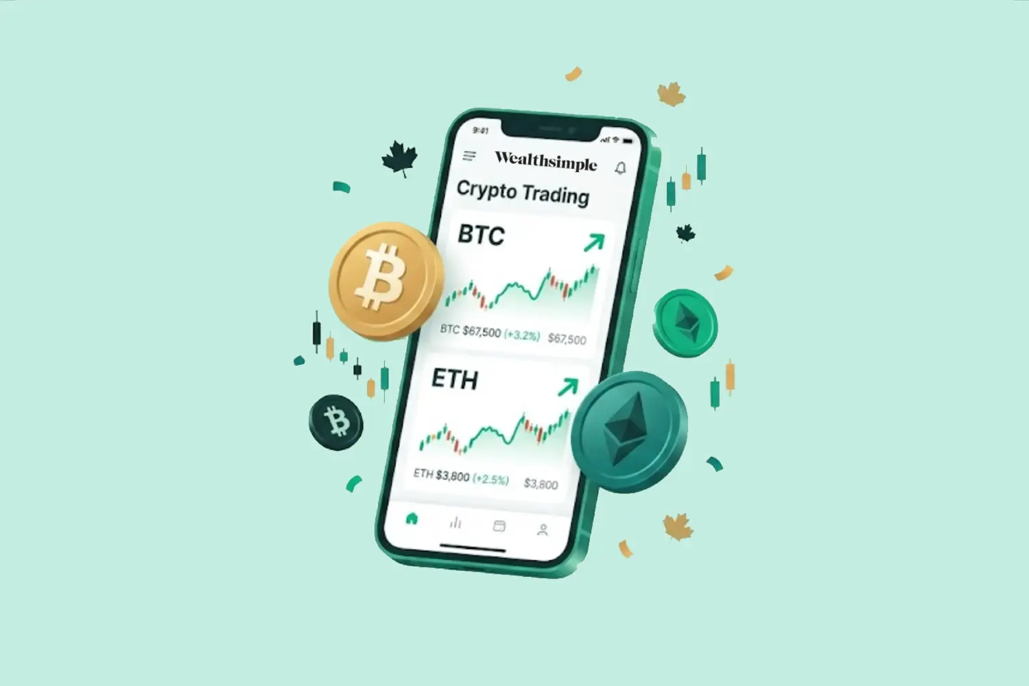Wealthsimple Crypto screen showing Bitcoin and Ethereum prices
