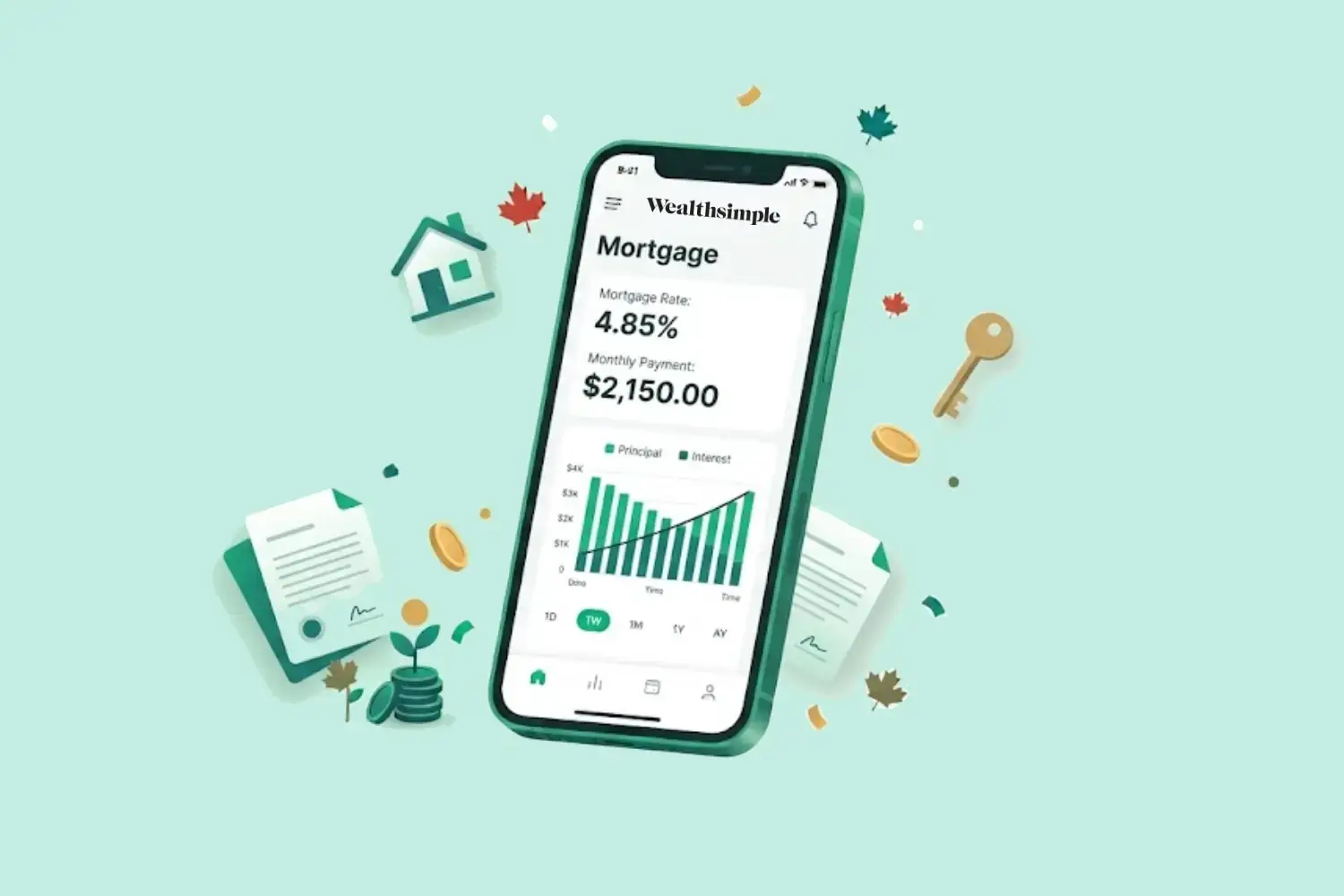 Wealthsimple mortgage application on a phone