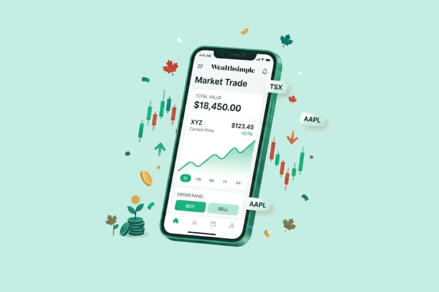 Wealthsimple self-directed trading screen showing a stock order
